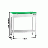 Table inox de découpe avec plan vert - Profondeur 600 mm | Ggm - 700_1