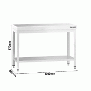 Table inox de Travail Centrale Premium avec Etagère - Profondeur 800 - 1000_1