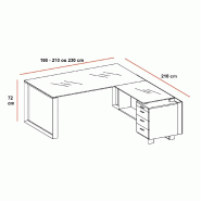 Ensemble de direction X7 avec plateaux en verre blanc - Officity. - 190, Blanc, Gauche_1