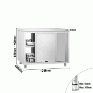 Meuble bas inox central traversant passe-plat P 600 mm - 1200_1