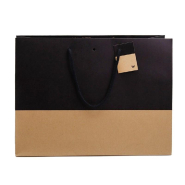 Sac luxe bicolore kraft /noir 39+18x29cm - par 10_1