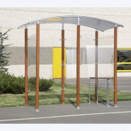 Abri Bridge - Longueur 2350 mm, Hauteur 2300 mm, Profondeur 1220/2260/3300 mm, Piliers en bois exotique, Parois en plexi transparentes, Plaque de toit en polycarbonate alvéolaire, Montage facile_1