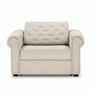 Fauteuil Chesterfield convertible express - couchage 70 cm - matelas 16 cm - microfibre écru_1