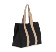 Grand sac shopping à soufflet recyclé - Kimood - Réf: KI5201 - Poche zippée et anses contrastées_1