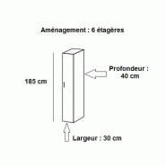 Colonne de rangement LUND 1 porte - Chêne naturel - 30 x 40 cm - 6 étagères - H185 cm_1
