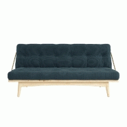 Banquette futon FOLK en pin massif - coloris bleu pâle - couchage 130 x 190 cm - design scandinave avec accoudoirs en métal_1