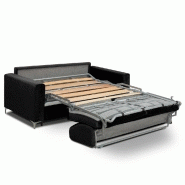 Canapé convertible express Jackson - Matelas Comfort Bultex® 12cm - Sommier à lattes - Cuir vachette gris graphite_1