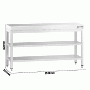 Table Inox de Travail Centrales Premium  avec 2 étagères - Profondeur 800 mm - 1500_1