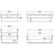 Bac plastique gerbable et emboîtable BBI604020 - 600x400x200 mm - 37L - Fond plein et parois ajourées_1