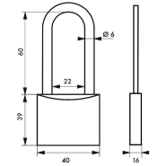 Cadenas à clé Adriatic - Laiton monobloc 40 mm - Anse inoxydable - Double verrouillage - Thirard_1