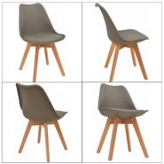 Chaise de restaurant - Design scandinave en bois de hêtre, coque en polyuréthane et coussin en simili cuir_1