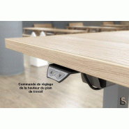 Bureau réglable en hauteur angles arrondis - Mobel Linea - Non, 200, Alu, Acacia clair_2