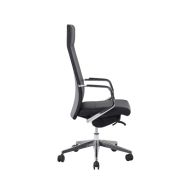 Fauteuil de bureau direction - président - AMORY - mécanisme synchrone, simili cuir noir, aluminium poli_1