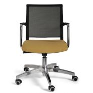Passo - Chaise de bureau ergonomique - Sitis - Base en acier et polyester - Dossier résille noire - Piètement aluminium poli_1