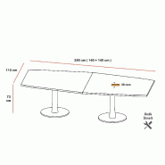 Table de réunion forme tonneau IDEA - Quadrifoglio - Blanc 9010, Chêne blanchi_1