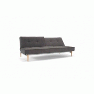 Innovation Living - Canapé-lit Splitback Styletto avec pieds en chêne naturel - Convertible 115x210 cm - Tissu Flashtex Dark Grey_1