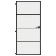 Vidaxl porte intérieure mince noir 93x201,5 cm verre trempé aluminium 155121_1