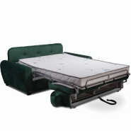 Canapé convertible Club Newton Express en velours vert - sommier à lattes 140x197 cm - matelas 16 cm Silvercare_1