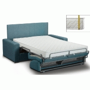 Canapé Belle Époque CanapExpress - 3 places convertible avec matelas mémoire 22 cm - Tête de lit intégrée - Velours turquoise_1