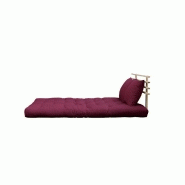 Canapé lit futon Shin Sano - Bordeaux et pin massif - Couchage 140x200 cm - Marque Karup_1