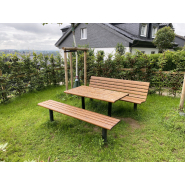 Banc public Sofiero réf 8037009 - Hags - Brun/Galvanisé - Scellement béton_1