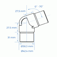 Coude inox articulé vis cachée - Ø42,4 mm_1