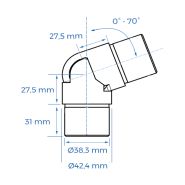 Coude inox articulé vis cachée - Ø42,4 mm_1