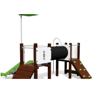 Structure de jeux pour aire de jeux en acier inox ou bois avec panneaux en plastique recyclé - Collection RECO_1