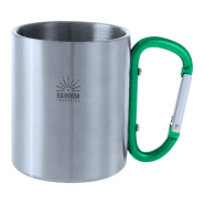 Mug en acier inoxydable - attache mousqueton - 200 ml - couleur verte_1
