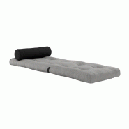 Fauteuil futon convertible WRAP - design japonais et scandinave - gris - matelas 70x200 cm_1