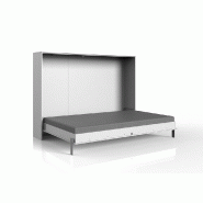 Lit escamotable horizontal Vanier - Blanc mat - Couchage 140 x 200 cm - Ouverture transversale - Sommier inclus_1