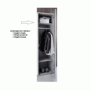 Colonne de rangement LUND - Chêne naturel - 45 x 54 cm - 1 porte, 2 étagères, tringle penderie_1