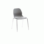 Lot de 4 chaises SHELL METAL design gris - assise polypropylène - piétement acier chromé_1