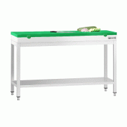 Table inox de découpe avec plan vert - Profondeur 600 mm | Ggm - 1400_1