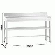 Table Inox de travail Premium avec Dosseret et Étagère - Profondeur 800 mm - 1500_1