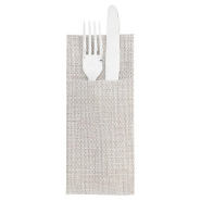 Serviette-étui pour couverts intissé effet matière chocolat 33x40cm - par 700_1