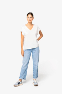 T-shirt écoresponsable loose à col V pour femme - 100% coton biologique - Réf: NS312_1
