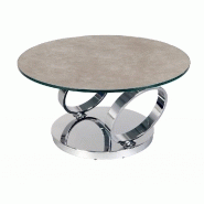 Table basse Olympe - plateaux pivotants en verre trempé et céramique grise - design élégant et robuste_1