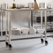 Vidaxl table de travail de cuisine avec roues 110x30x85 cm inox 376461_1