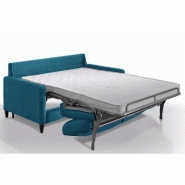 Canapé convertible express OSLO - Velours bleu turquoise - Couchage 140x197 cm - Matelas 16 cm inclus_1