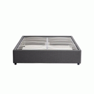 Lit coffre Dorres 160x200 cm - sommier relevable gris foncé avec grand espace de rangement_1