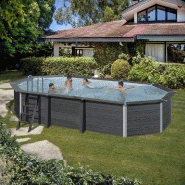 Piscine ovale composite 6,64 x 3,86 x H.1,24m - filtration à sable 6m³/h - projecteur LED inclus_1