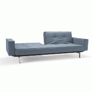 Innovation Living - Canapé convertible Splitback Chrome avec accoudoirs - Lit 115x210 cm - Tissu Mixed Dance Blue_1
