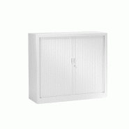 Armoire à rideaux classique unie Factodesk - L120 x H100 - Monobloc avec rideaux PVC et serrure anticrochetage_1