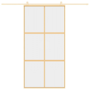 Vidaxl porte coulissante doré 102,5x205cm verre esg clair et aluminium 155156_1