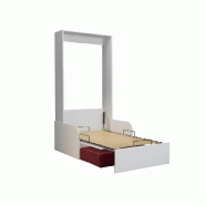Armoire lit escamotable Dynamo Sofa - Canapé tissu rouge avec accoudoirs blancs - Couchage 90x200 cm_1