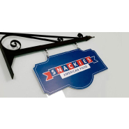 Enseigne vintage double face - mât en acier et plaque personnalisée en aluminium_1