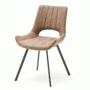 Lot de 2 chaises design ORLY cappuccino - piétement anthracite - tissu garni en mousse polyuréthane_1