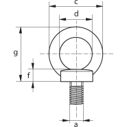 Anneau de levage mâle DIN 580 - REF : 41000 - Acier, capacité 0,07t à 40t, coefficient de sécurité 6_1