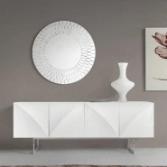 Buffet BARG blanc brillant - Design contemporain avec 4 portes en relief 3D_1